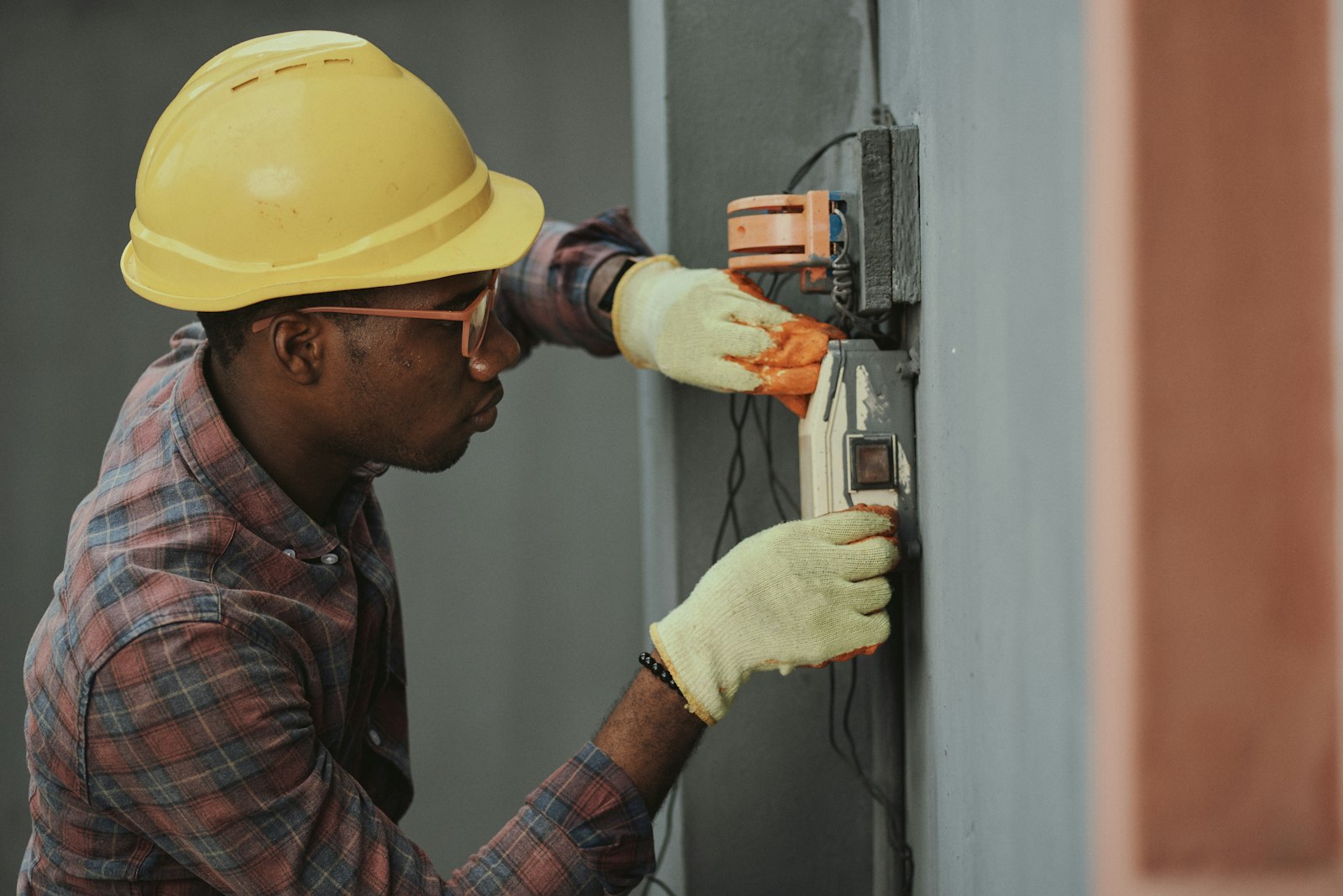 Electrical installation work on site