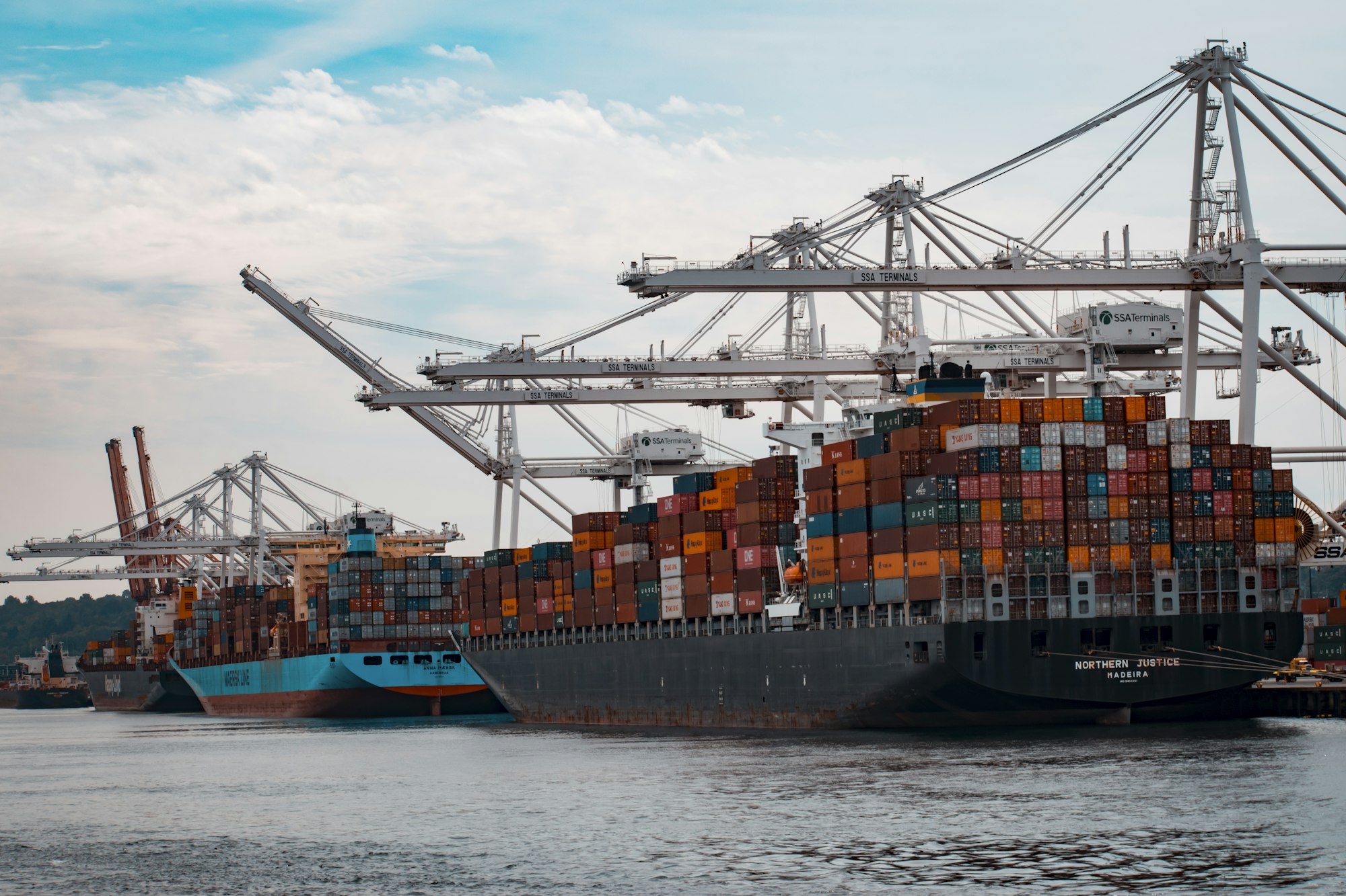 Container vessel at a port terminal