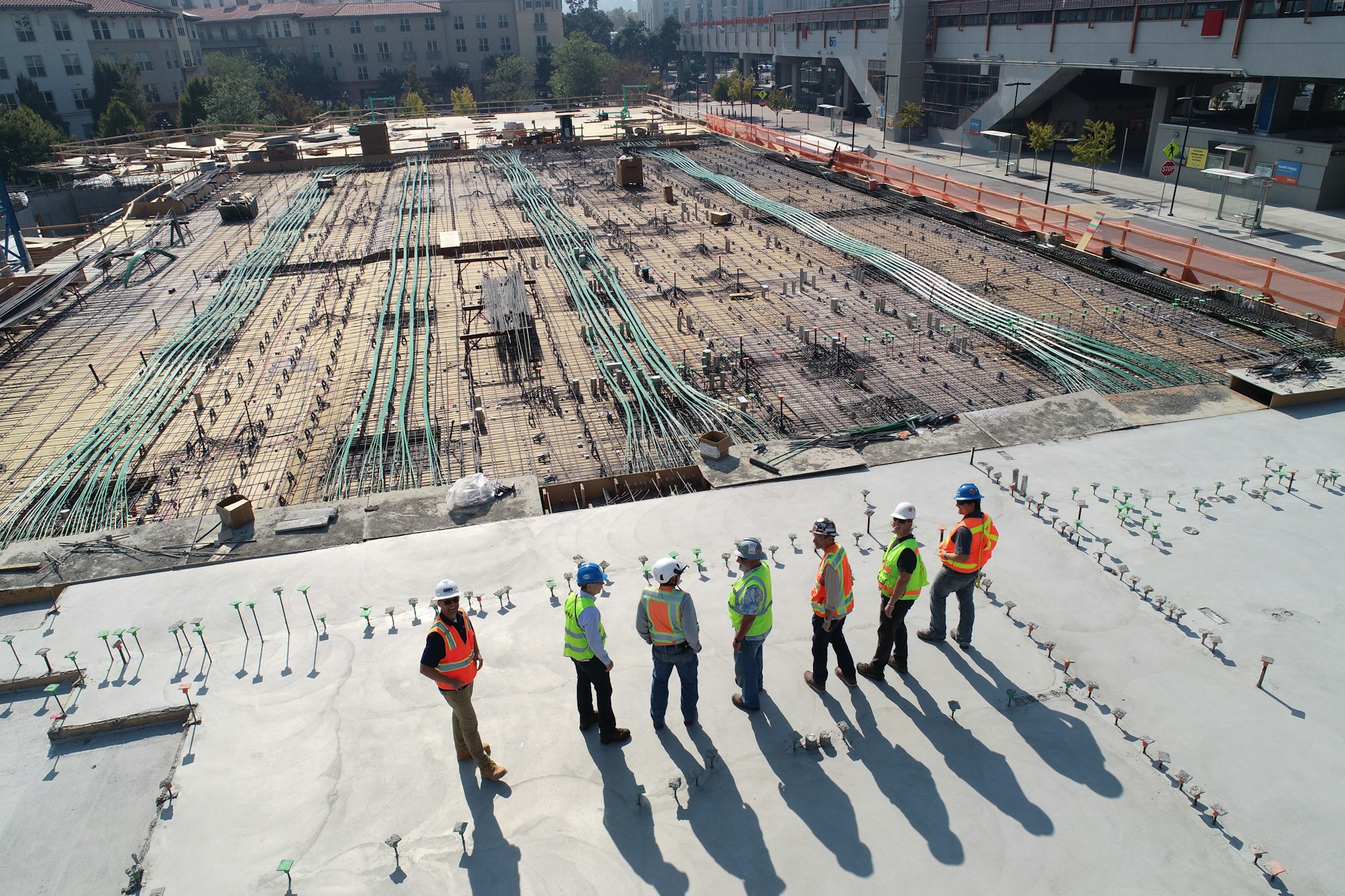 Reinforcement laid across a slab deck