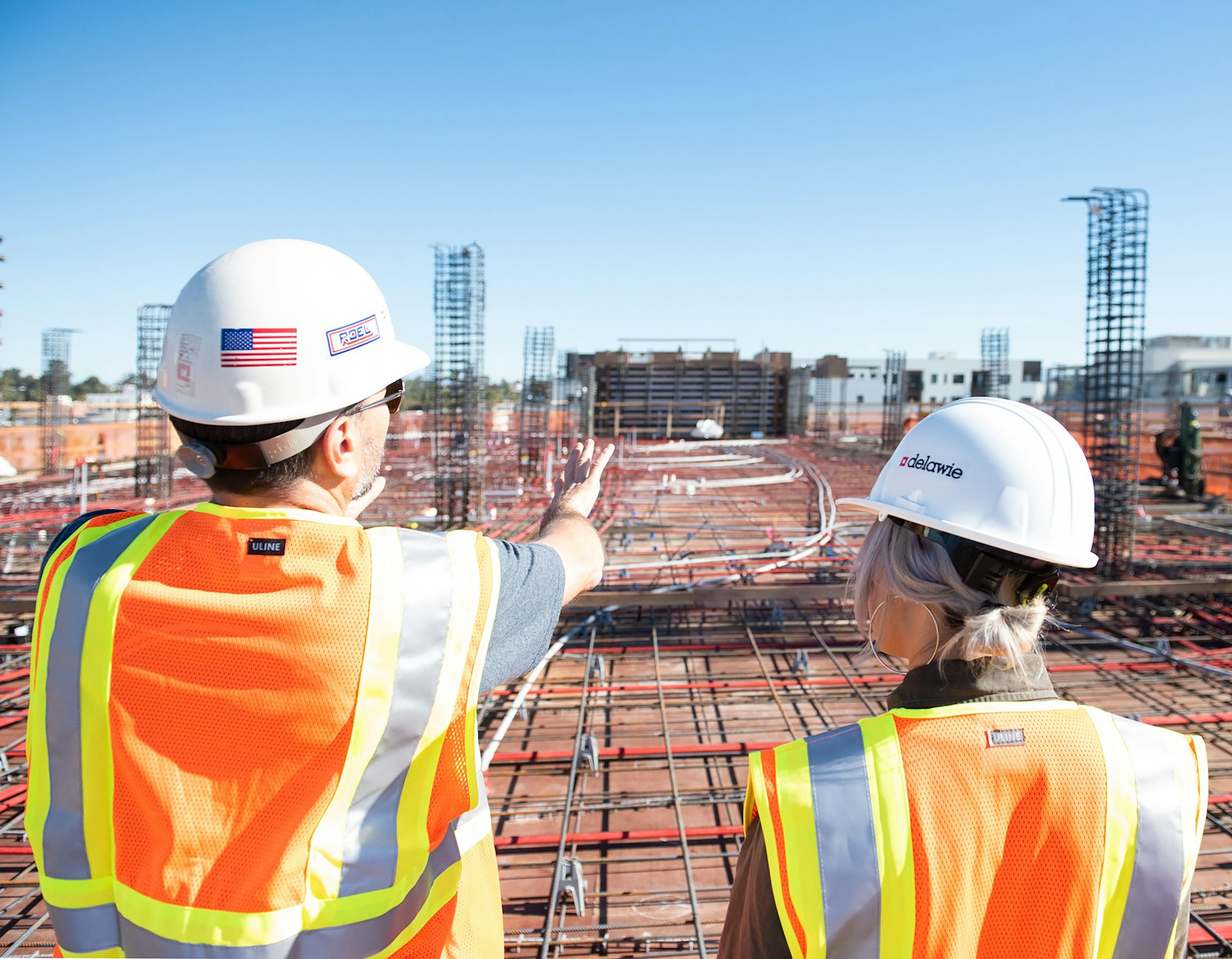 Site team reviewing works in progress