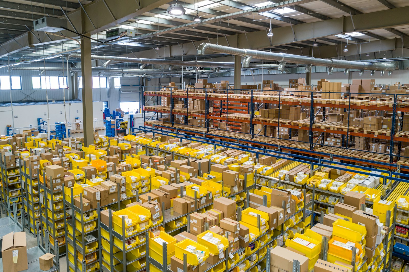 Palletised materials staged for dispatch